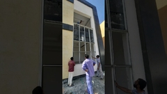 Installation de murs-rideaux en aluminium, double vitrage avec ouverture