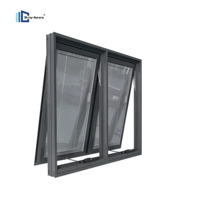 Fenêtre d'ouverture verticale résistante aux ouragans en aluminium, à chaîne et à rebondissage, fenêtre à auvents avec louvres
