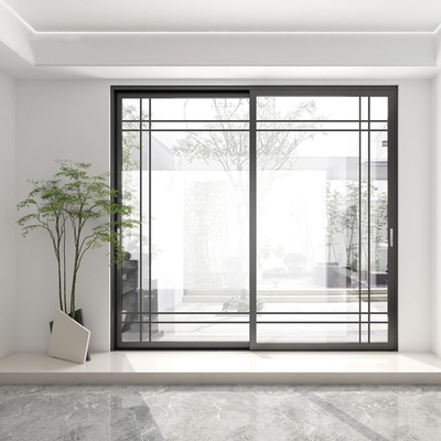 Porte coulissante à trois voies et fenêtre, fenêtre en aluminium.