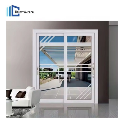 Porte coulissante en aluminium à 3 voies, porte coulissante en verre trempé.