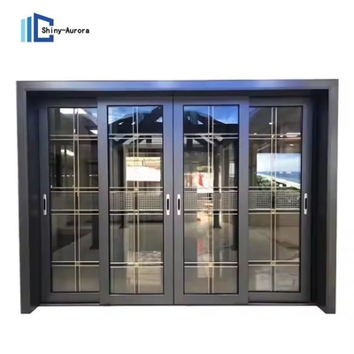 Porte coulissante en verre à faible E, porte coulissante en verre pliante avec verrou.
