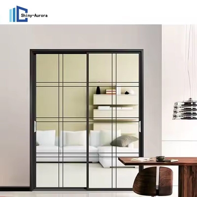 Portes en verre coulissant à profil en aluminium biplié