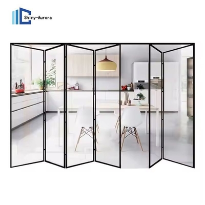 Portes en verre bipliées en aluminium résistant à l'eau Porte pliante coulissante en aluminium