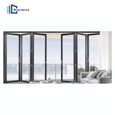 Porte coulissante en aluminium à double pliage Porte coulissante en verre à pliage interne