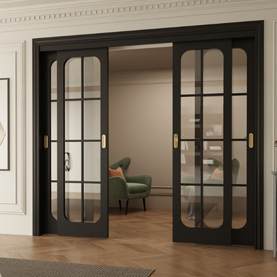 Des portes coulissantes en aluminium à deux voies, une fenêtre coulissante thermique moderne.