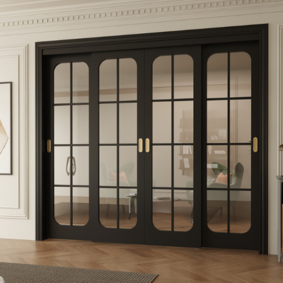 Porte coulissante en aluminium recouverte de poudre double vitrage pour le fonctionnement de la porte coulissante 100 / 120