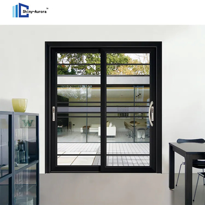Porte coulissante en verre de balcon en alliage d'aluminium noir de style français Porte coulissante en verre en aluminium